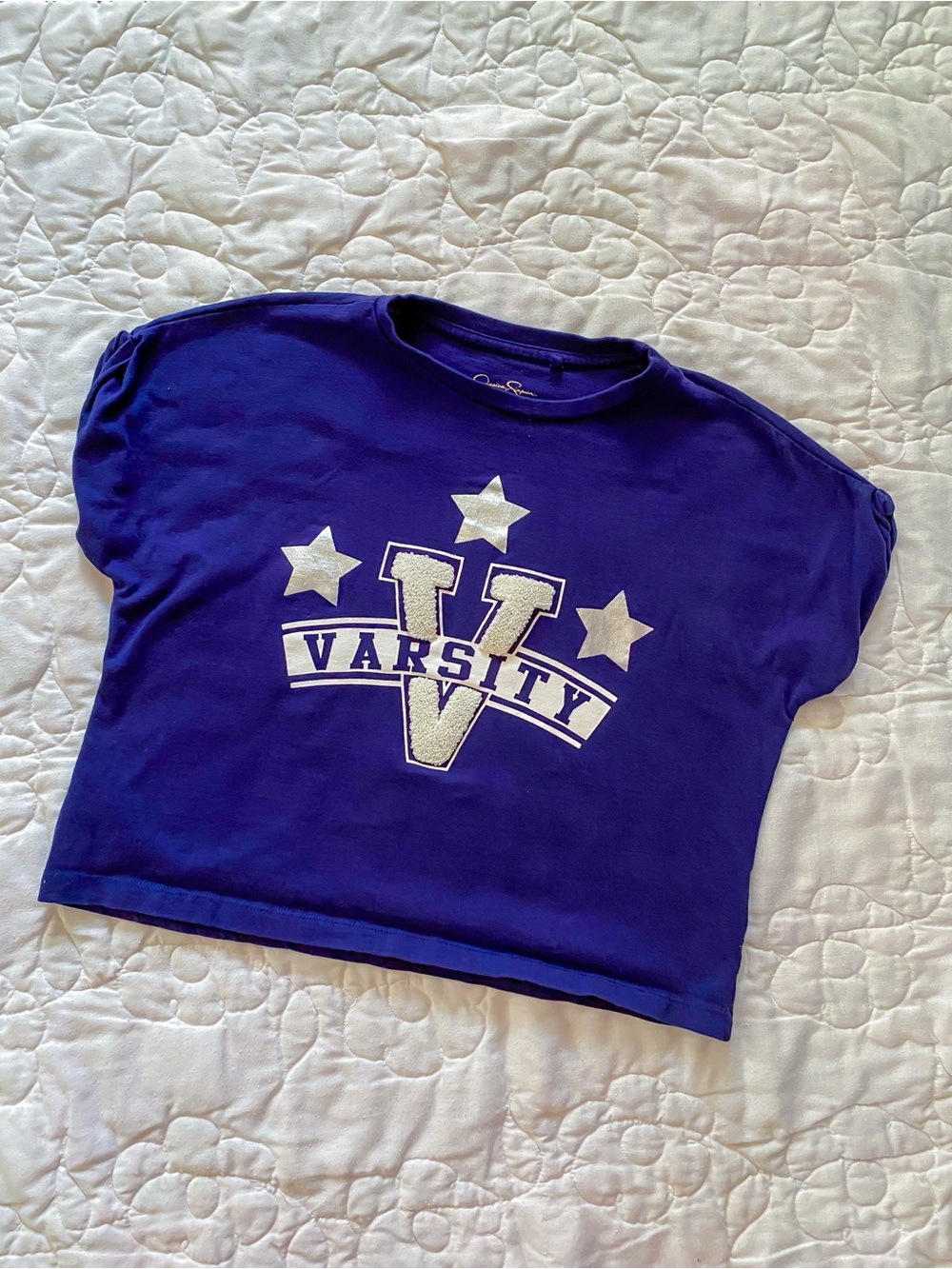 Varsity V Star Crop Tee - Navy blue